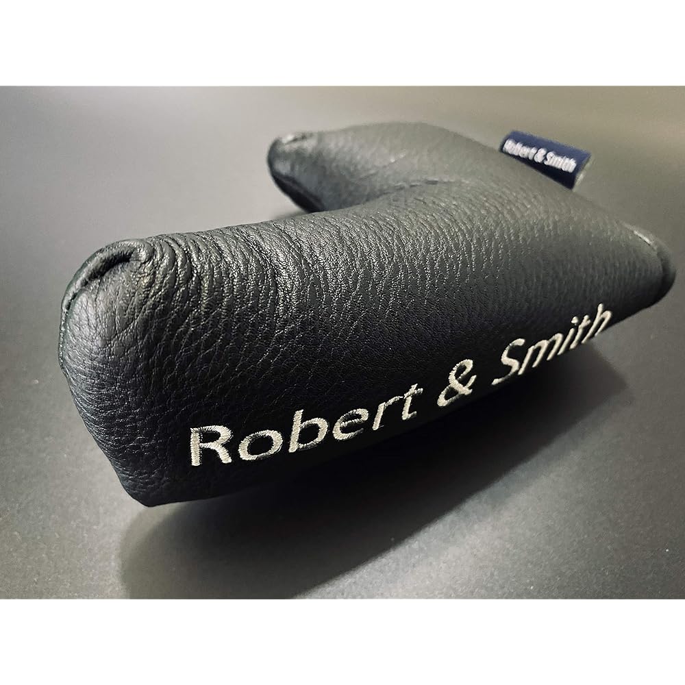 [Robert&Smith] Golf Putter Cover Full Grain Leather Genuine Leather Pin Type (Black) Magnetic Closure Type Golf Equipment