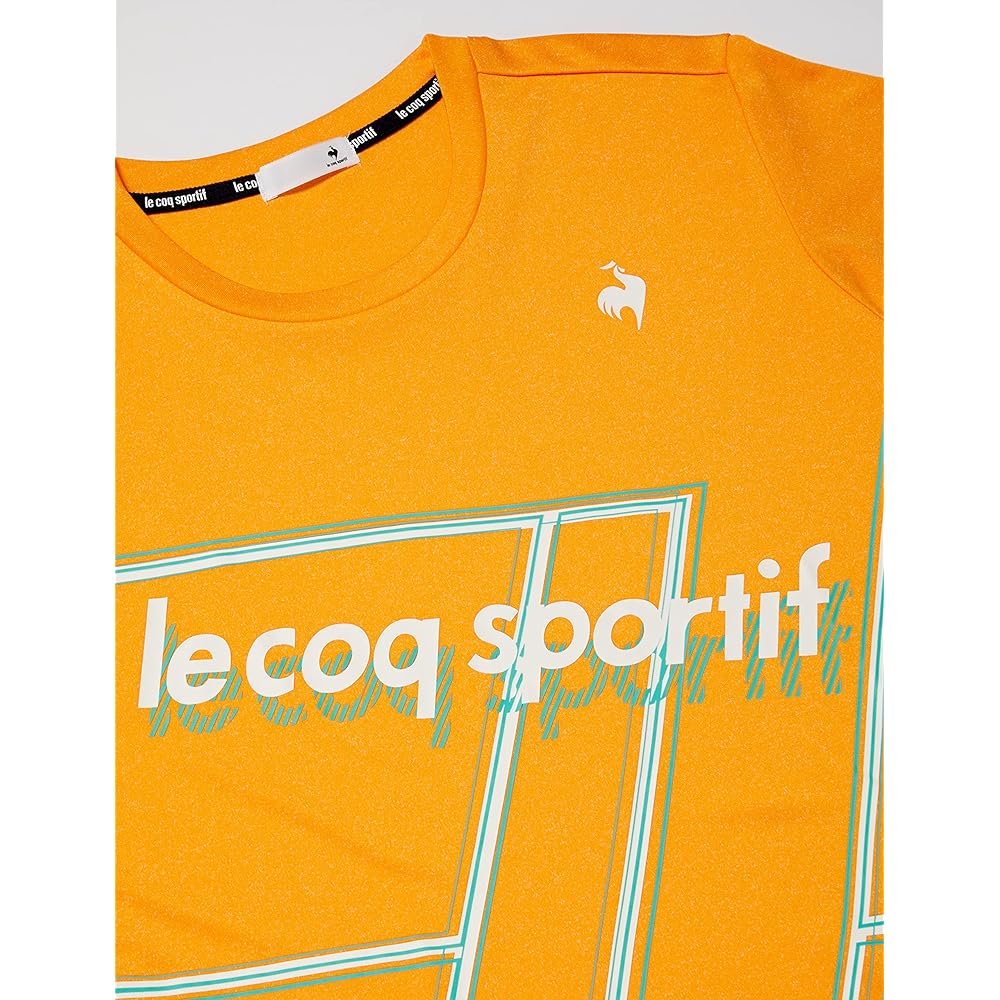 [Le Coq Sportif] Short Sleeve Shirt, Heathered, Tennis Practice Print, Sweat Absorbent, Quick Drying, UV Protection (UPF50+)