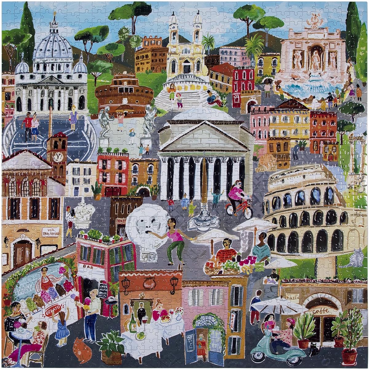 eeBoo: Piece and Love Rome 1000 Piece Square Adult Jigsaw Puzzle for Adults and Families with Glossy Sturdy Pieces and Minimal Puzzle Dust