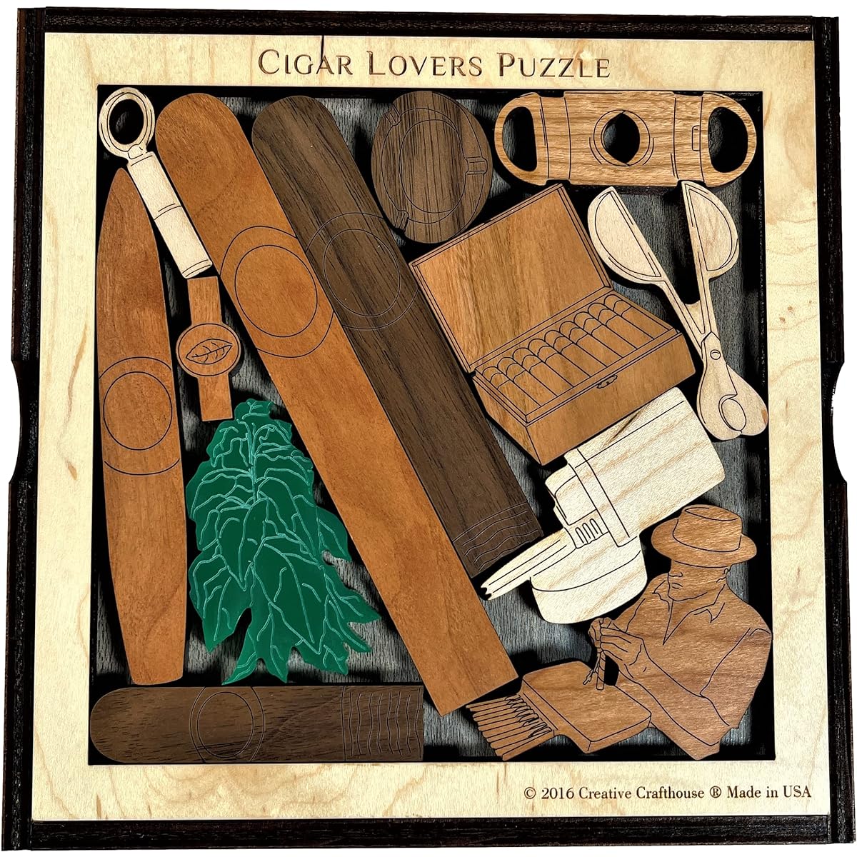 Cigar Lovers Challenge Puzzle - Wood and Acrylic - An Artistic and Difficult Brain Teaser