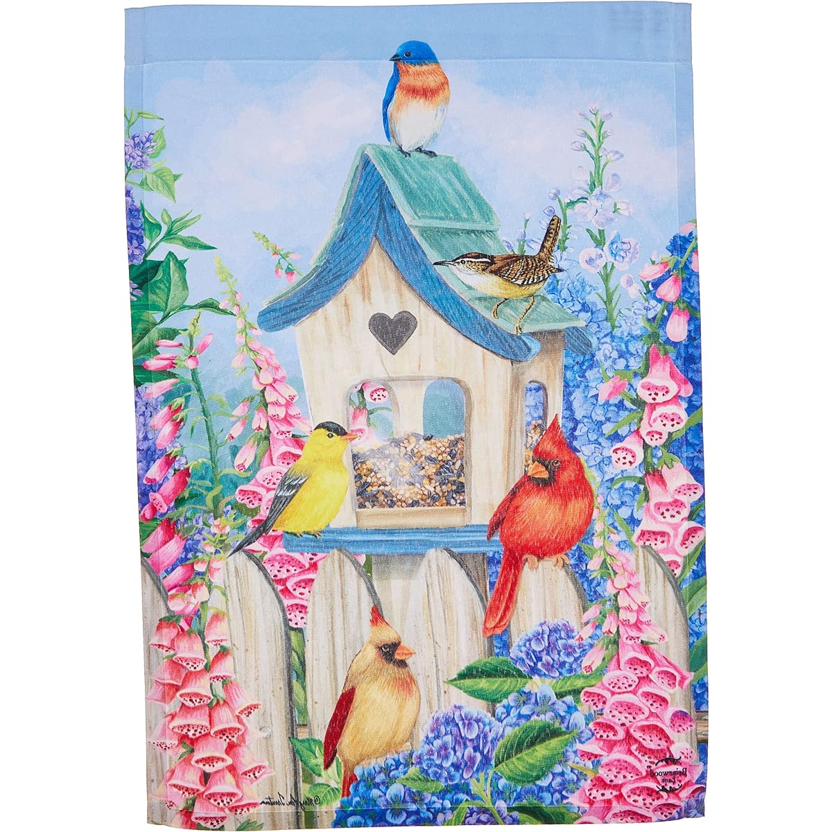 Briarwood Lane Spring Birds Floral Garden Flag, Cardinal Bluebird, 12.5" x 18"