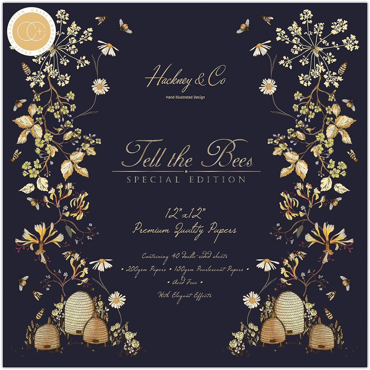 Craft Consortium Double-Sided Paper Pad 12"X12" 40/Pkg-Tell The Bees Special Edition -PAD024