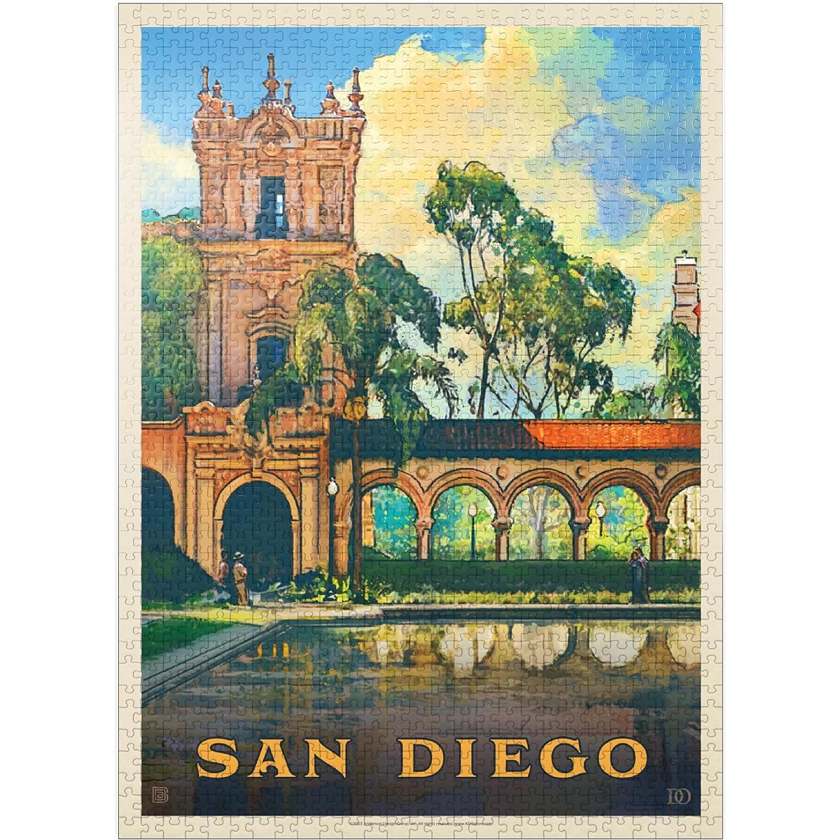 San Diego, CA: Balboa Park Vintage Poster - Premium 1000 Piece Jigsaw Puzzle for Adults