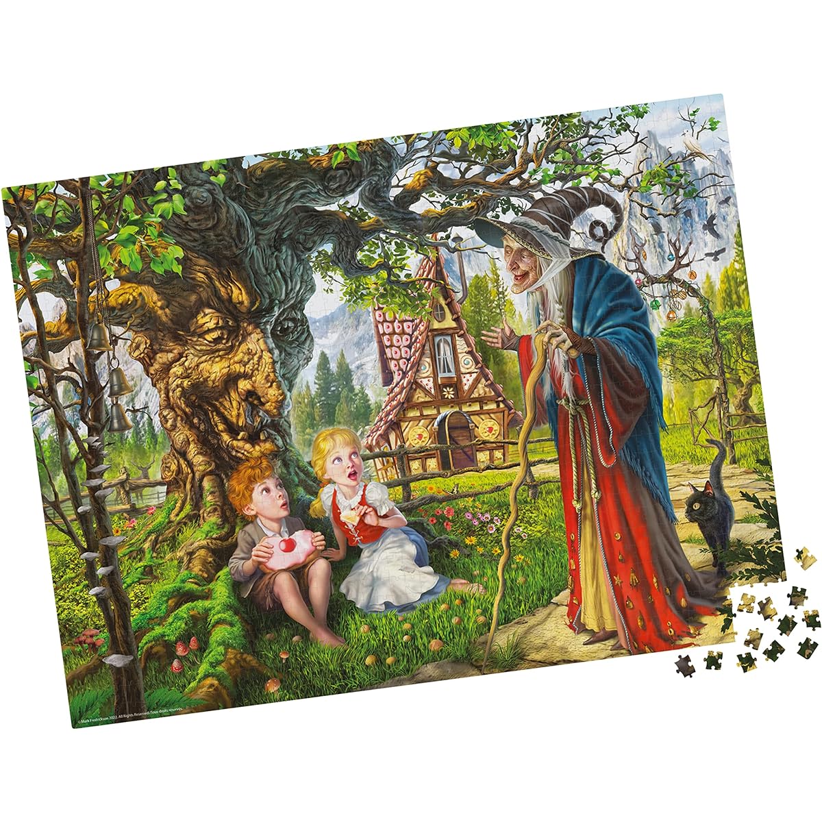 Spin Master Puzzles Hansel and Gretel 2000 Piece Jigsaw Puzzle by Artist Mark Fredrickson Fairy Tale Funny Cartoon with Poster for Adults & Kids Ages 12+