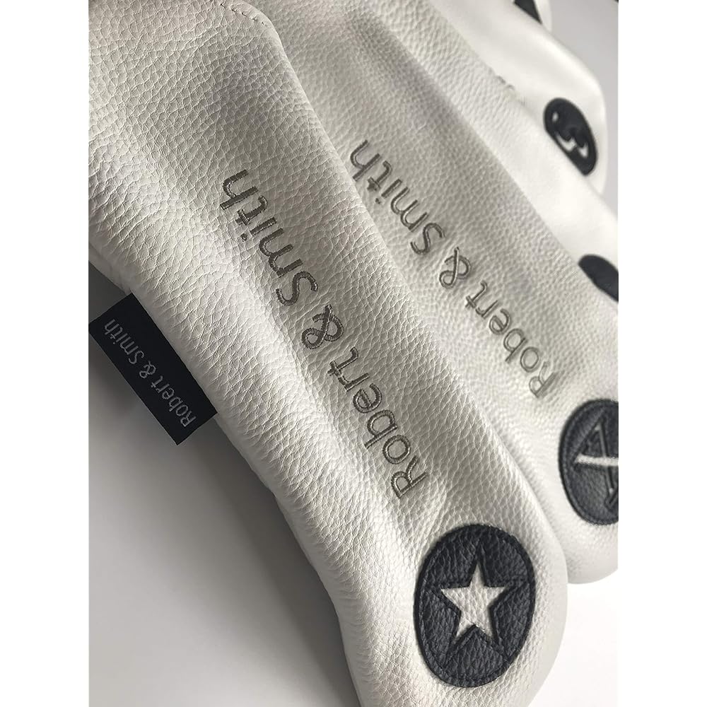 [Robert&Smith] Golf Equipment Genuine Leather Head Cover 5 Piece Set Logo Embroidery Full Grain Leather [Driver x 1, Wood x 2, Utility x 2) A modern reproduction of British classical style! gift