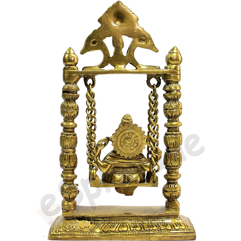 eSplanade – 9 Inch Premium Ganesha Idol Brass Swing | Brass Ganesha | Brass Showpiece Collectible Craft | Home Decor | Brass Decor