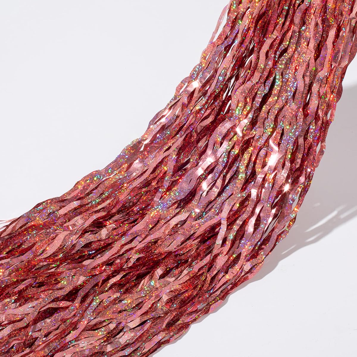 Tinsel Wavy Foil Fringe Curtains Streamer Backdrop Curtains with Adhesive for Photo Booth Background Door Window Wall Home Decoration Birthday Wedding Party Decorations Rose Gold Set of 4