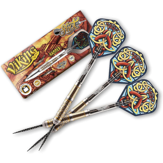 Shot! Darts Viking Hammered Steel Tip Dart Set Weighted 90% Tungsten Barrel