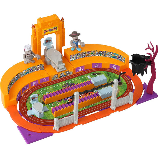 Bandai Namco - World of Zombies Deluxe Sports Stadium Playset with 2 limited figures (U.S.Z. Cowboy and Zrench Chef) and 2 bio cards