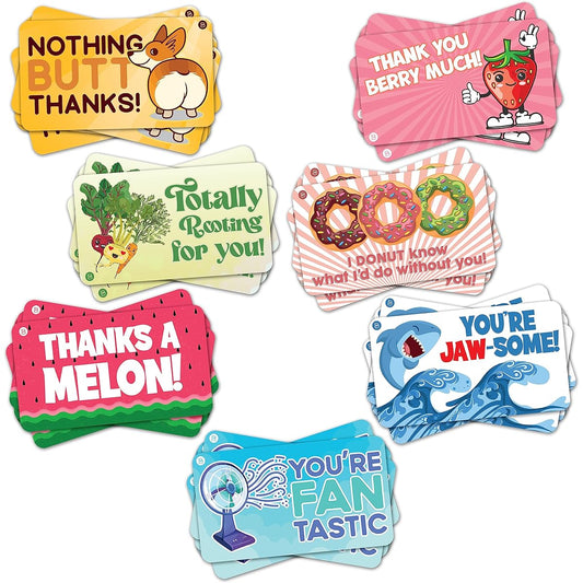 70 Punny Kudos Cards - Funny Puns Humor Appreciation and Recognition Blank Back Postcards - School Lunch Kids Notes - Motivational Affirmations Bulk Gifts for Business Employees - Teacher Rewards