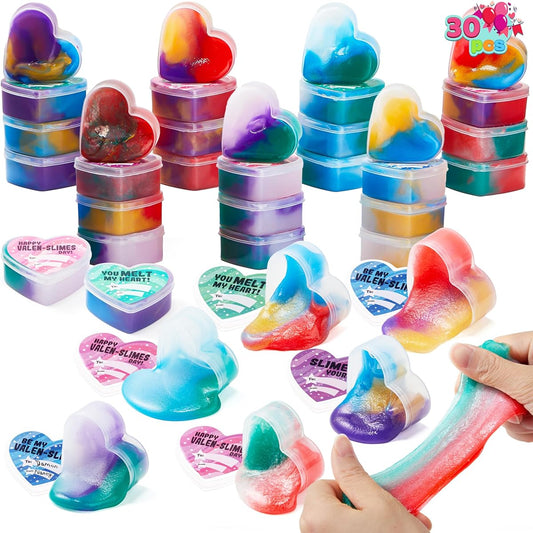 28 Valentine's Day Galaxy Slime Hearts for Kids, Valentine's Classroom Exchange, Valentine's Party Favors, Gift Exchange, Game Prizes