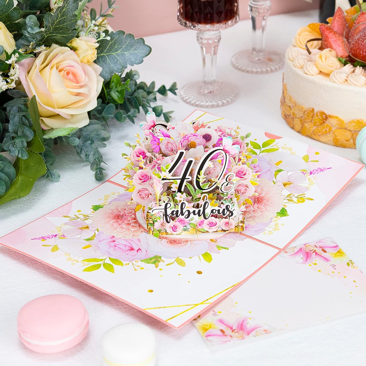 Crisky 40 Pieces 40th Birthday Pop Up Cards & Amazing Cards for Women/Wife/Sister/Aunt/Coworker/Friend 50th Birthday Gift Birthday Greeting Card with Blank Note and Envelope 5" x 7"