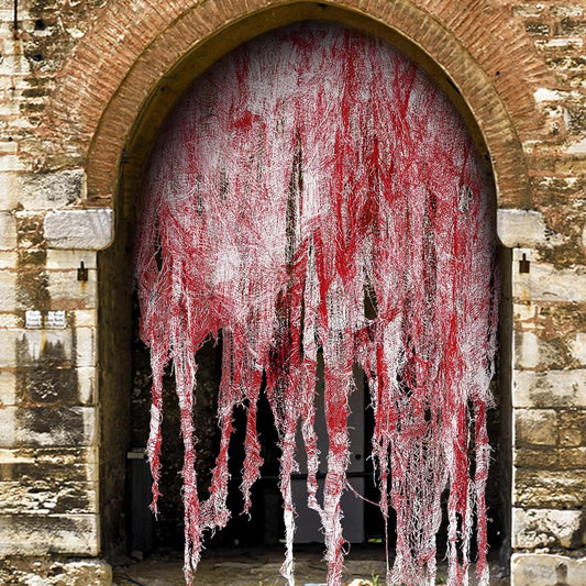 Whaline Halloween Blood Red Creepy Cloth 32.8 x 6.6ft Halloween Creepy Cheesecloth Party Gauze Scary Fabric Decorations for Haunted House Outdoor Indoor Doorway Party Decoration Supplies