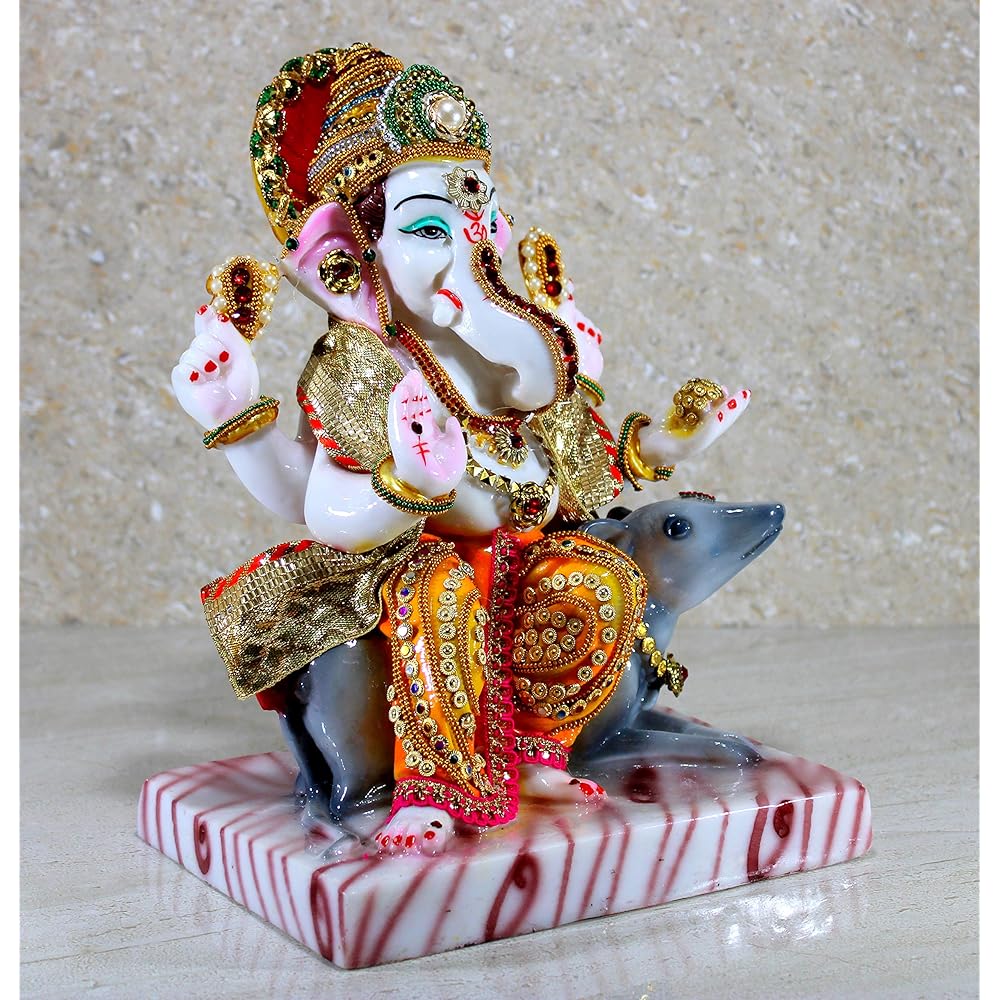 eSplanade Ganesha Ganpati on Rat Murti Idol Statue Sculpture (11")