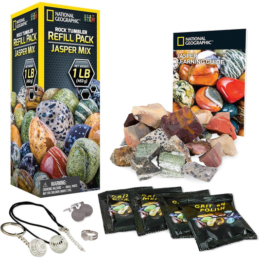 (Jasper Mix) - NATIONAL GEOGRAPHIC Rough Jasper Refill Kit for Rock Tumbler