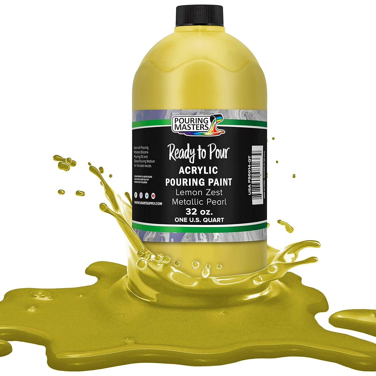 Pouring Masters Lemon Zest Metallic Pearl 32 oz (quart) Water-Based Acrylic Paint