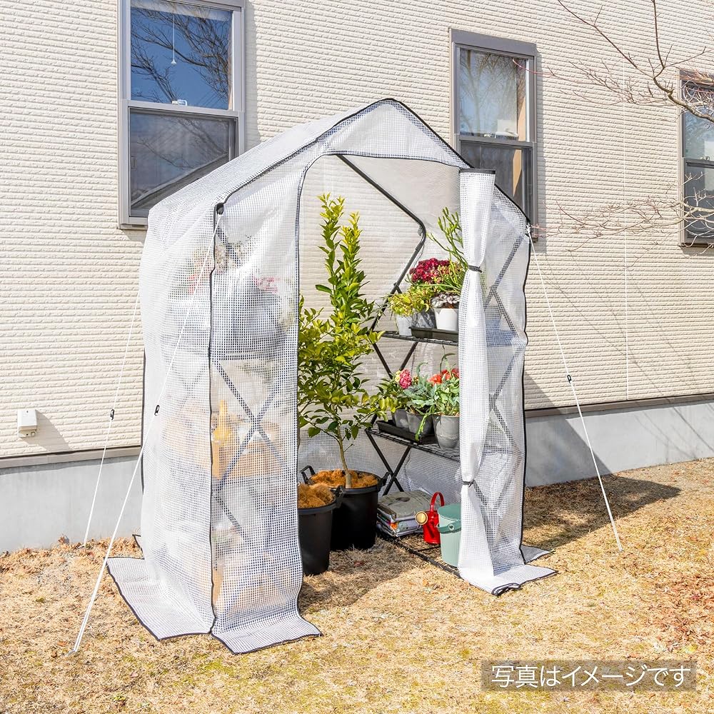 Takasho Greenhouse Walk-in Folding Greenhouse Large Width 146.5cm x Depth 79.5cm x Height 193cm [GRH-F19] Easy to assemble Gardening Vinyl House Cold Protection Cover Plant Seedlings