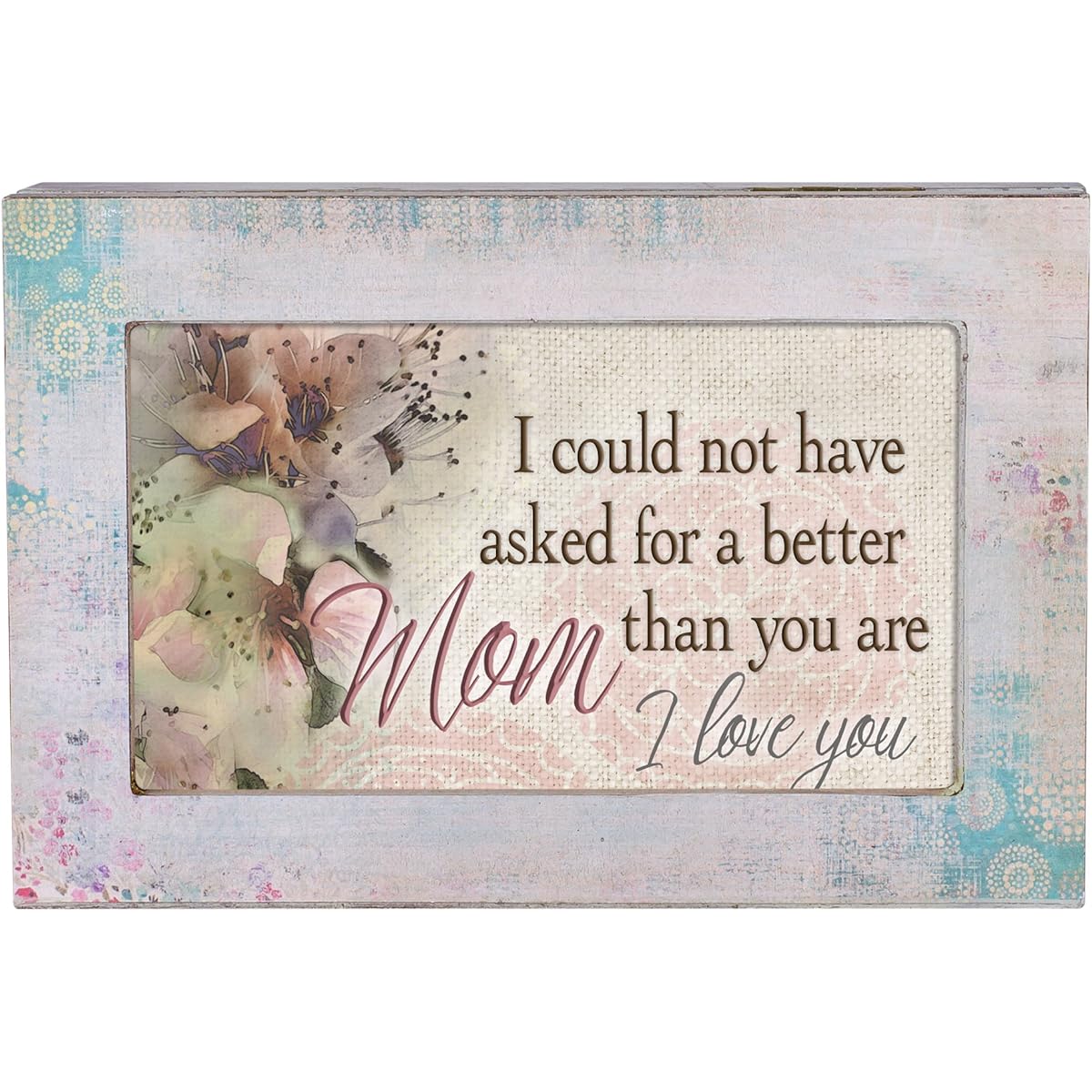 Not a Better Mom I Love You Antique Wood Petite Decoupage Music Box Plays Wind Beneath My Wings