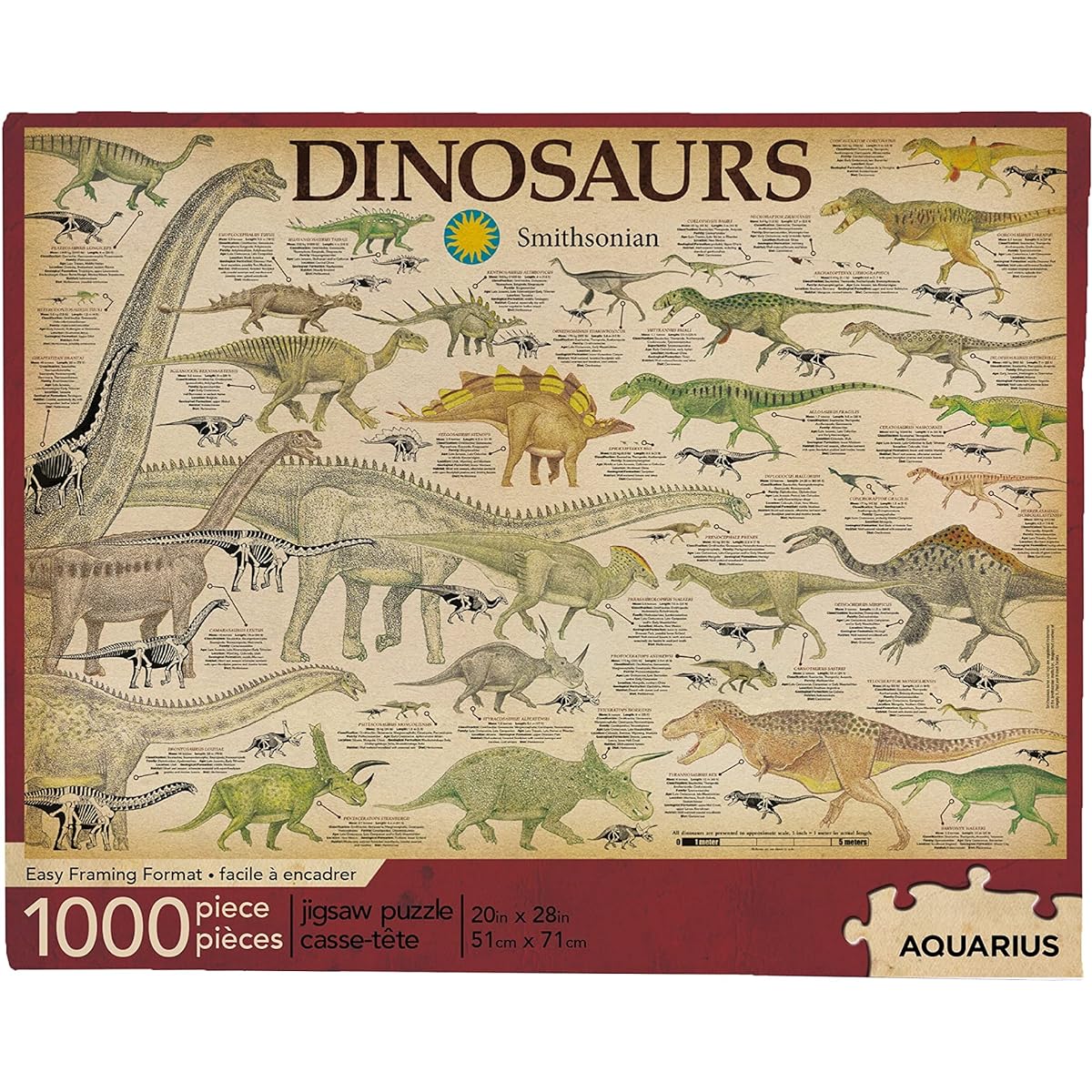 Aquarius Smithsonian Dinosaur Puzzle (1000 Piece Jigsaw Puzzle) - Glare Free - Precision Fit - Officially Licensed Smithsonian Merchandise & Collectibles - 20 x 28 Inch