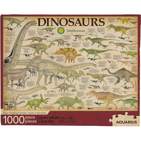 Aquarius Smithsonian Dinosaur Puzzle (1000 Piece Jigsaw Puzzle) - Glare Free - Precision Fit - Officially Licensed Smithsonian Merchandise & Collectibles - 20 x 28 Inch