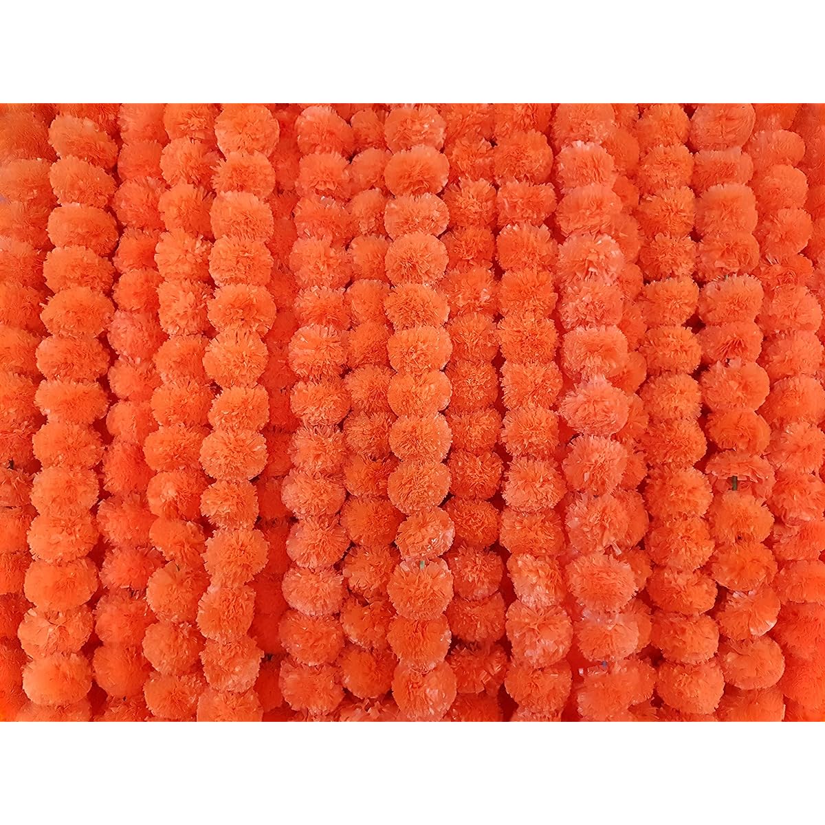 DECORATION CRAFT Artificial Marigold Flower Garland 5' Long (Orange, 10)