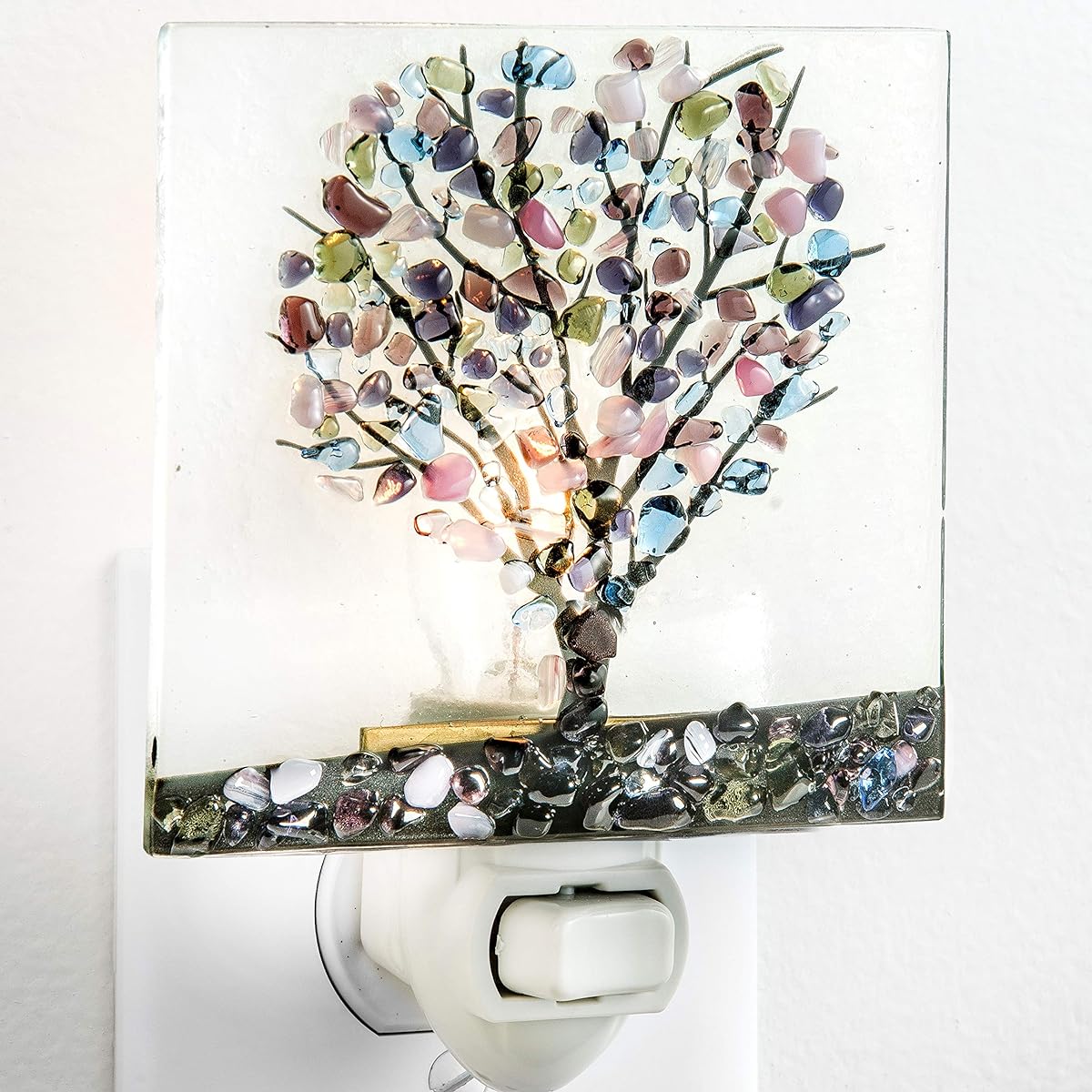 J Devlin NTL 159 Series Fused Stained Glass Tree Night Light (Purple)