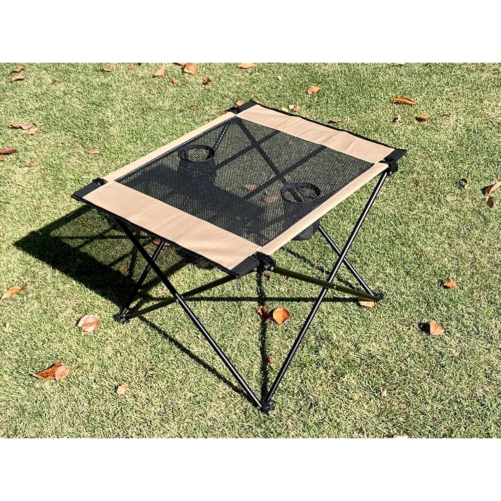 ZERO GEAR Roll Mesh Low Table Easy to Install Table (Khaki)