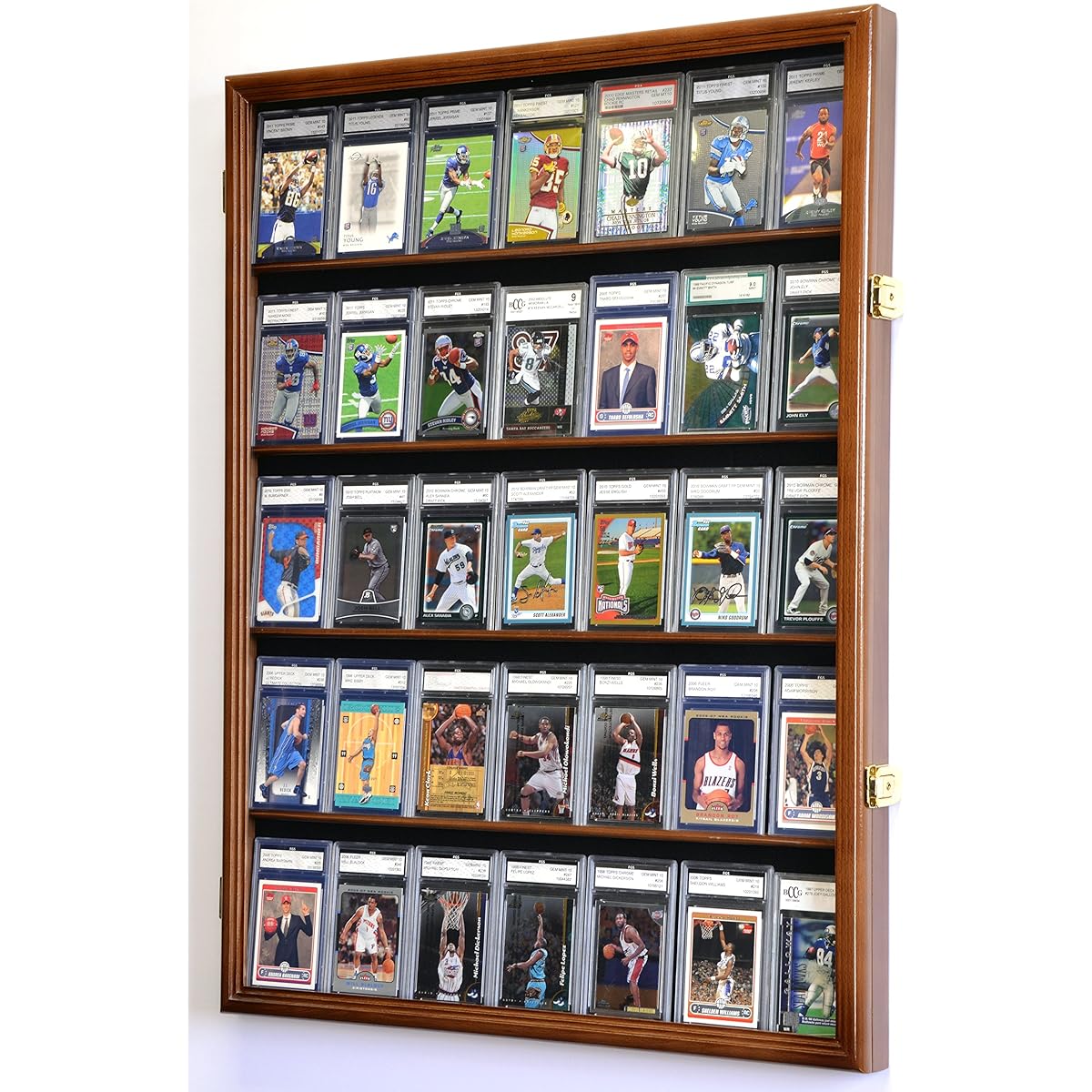 35 Graded Sports Card/Collectible Card Display Case Wall Cabinet w/98% UV Door, Lockable
