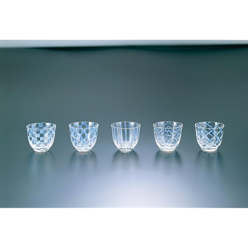 Hirota Glass Cold Tea Glass Set of 5 Taisho Roman Glass 5-Custom Set TR-5002