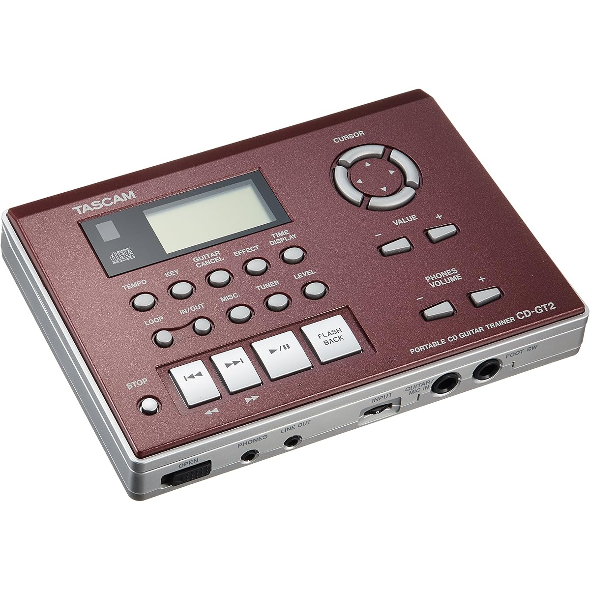TASCAM CD-GT2 Guitar Practice CD Player Tuner Small Compact Portable Key Change Speed/Tempo Change Guitar Cancel Minus One Band Practice