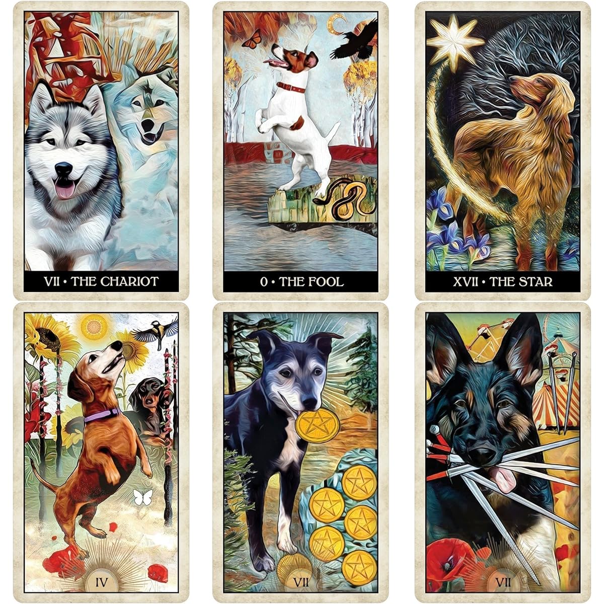Wise Dog Tarot Card Deck for Beginners or Experienced Readers - Tarot Gift Set with Instructions Black Tarot Card Bag Amethyst Journal with Pen