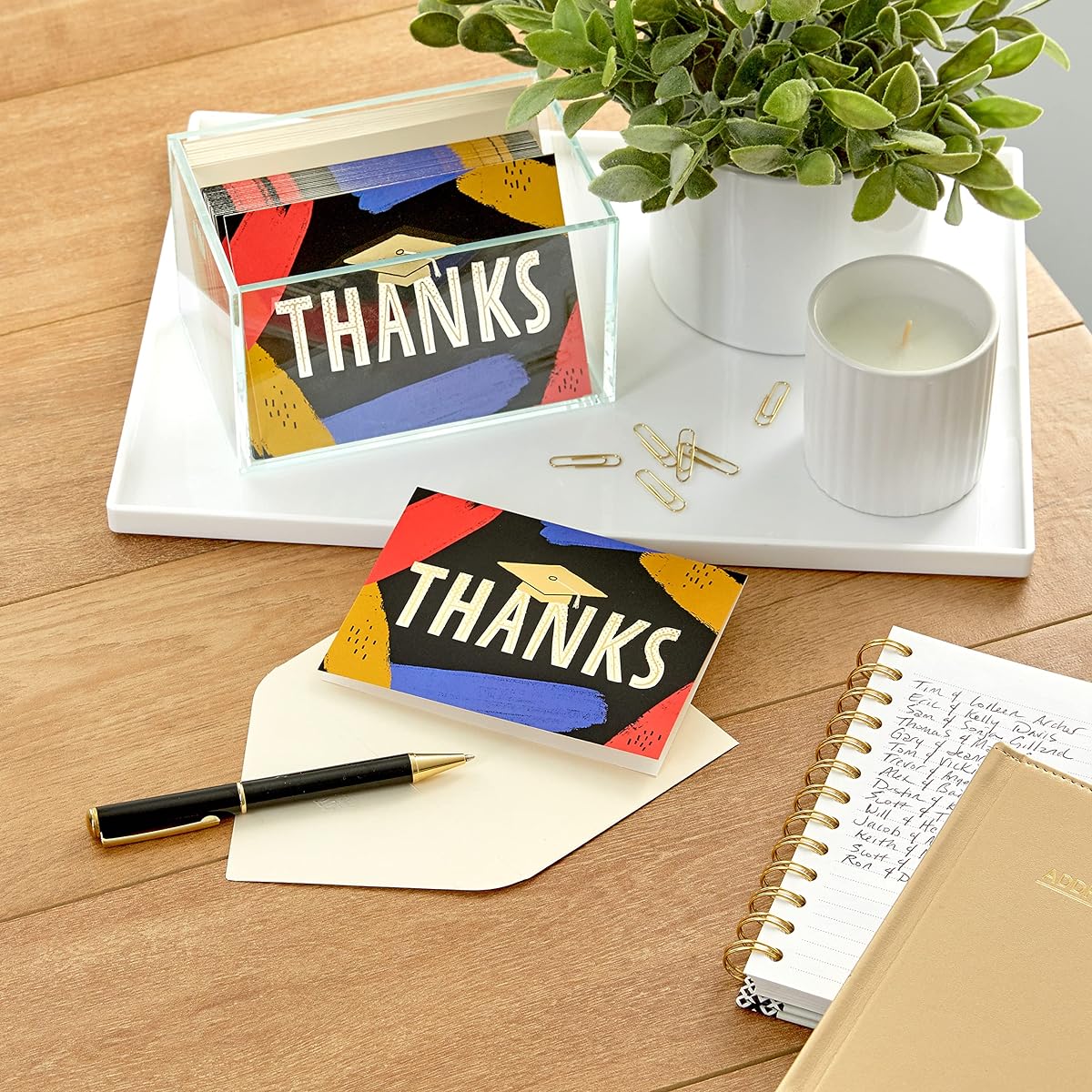Hallmark Graduation Thank You Cards Bulk Brush Strokes (40 Thank You Notes and Envelopes)