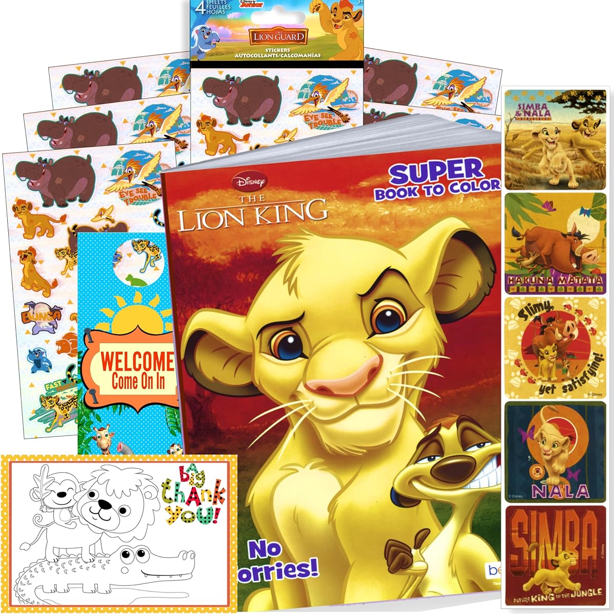 Disney Coloring Book Set with Stickers - Bundle Includes 96 Page Coloring Book and Stickers (Lion King)