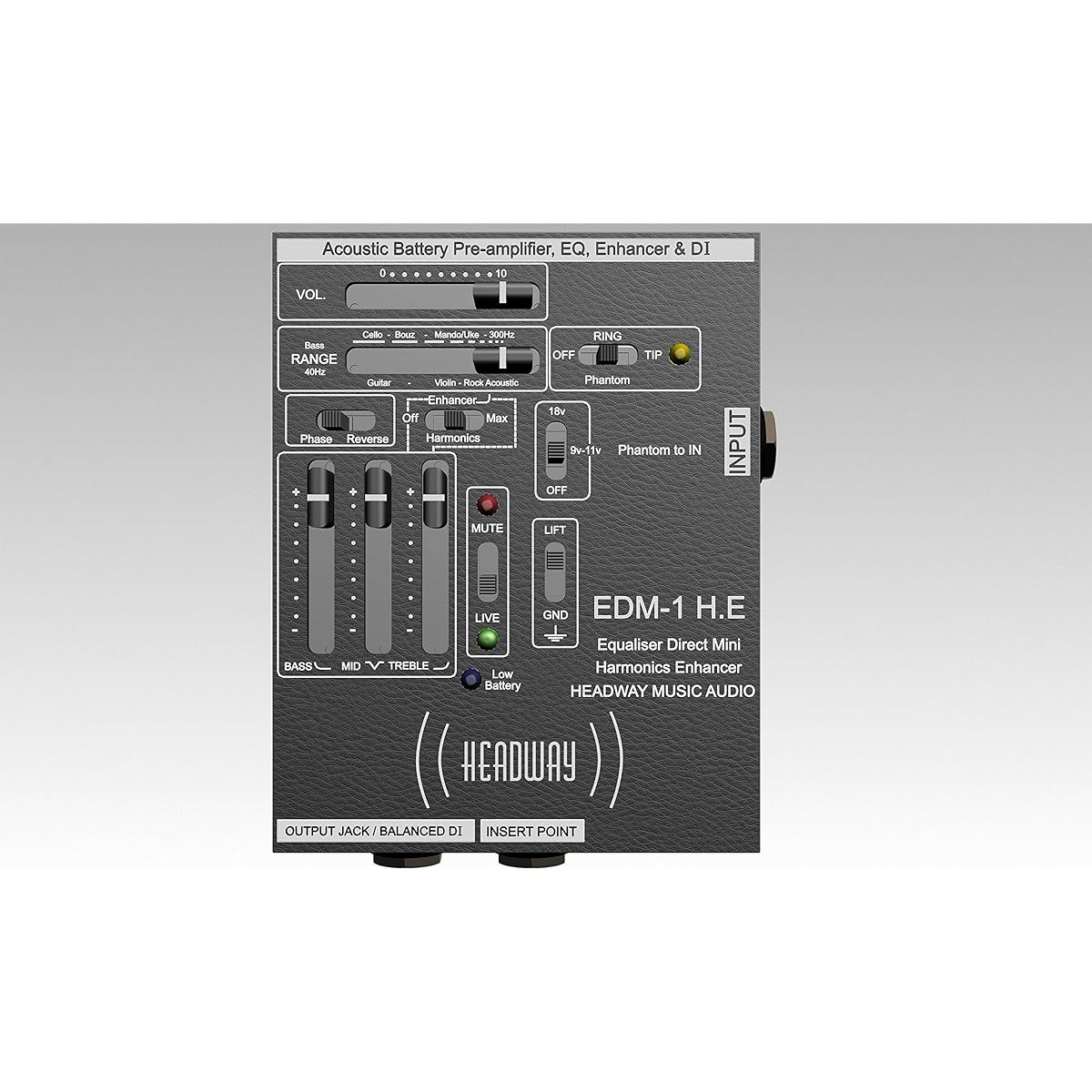 HEADWAY MUSIC AUDIO EDM-1 H.E Compact preamplifier DI for acoustic instruments [Domestic regular product]