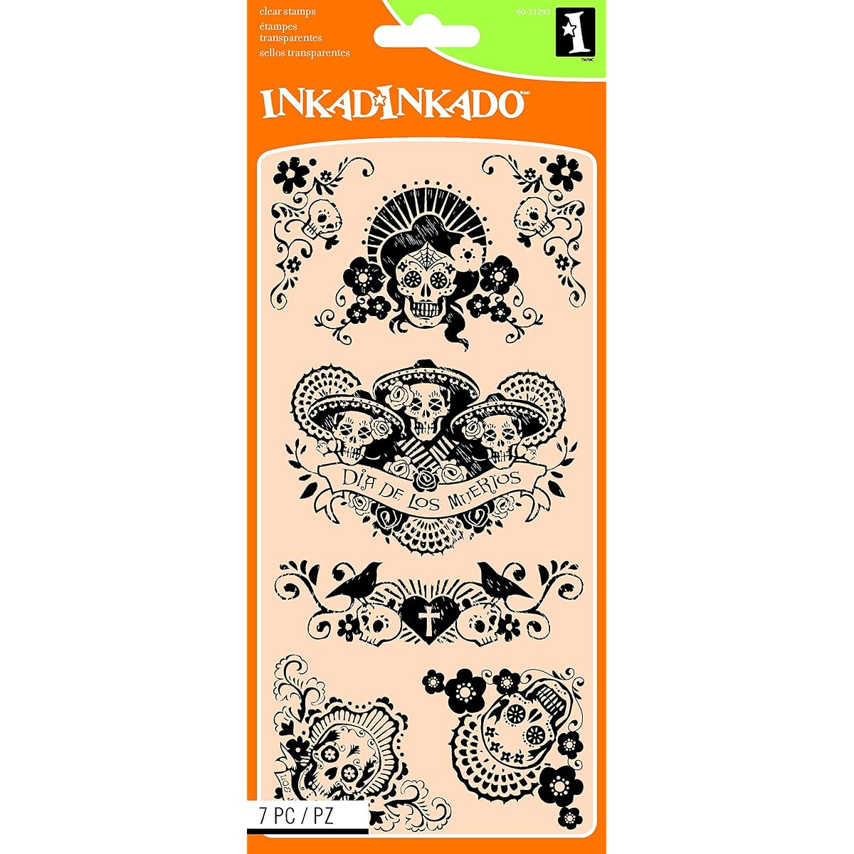 Inkadinkado 60-31293 Dia De Los Muertos Clear Stamp Set Black
