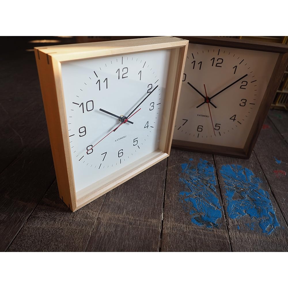 KATOMOKU muku square clock 2 km-65N wood basswood continuous second hand