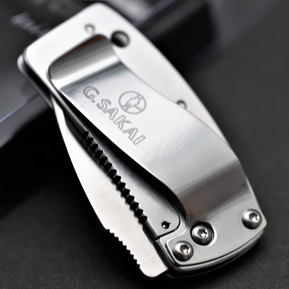 G SAKAI Knife Folding Knife (with Money Clip) Plain 11192