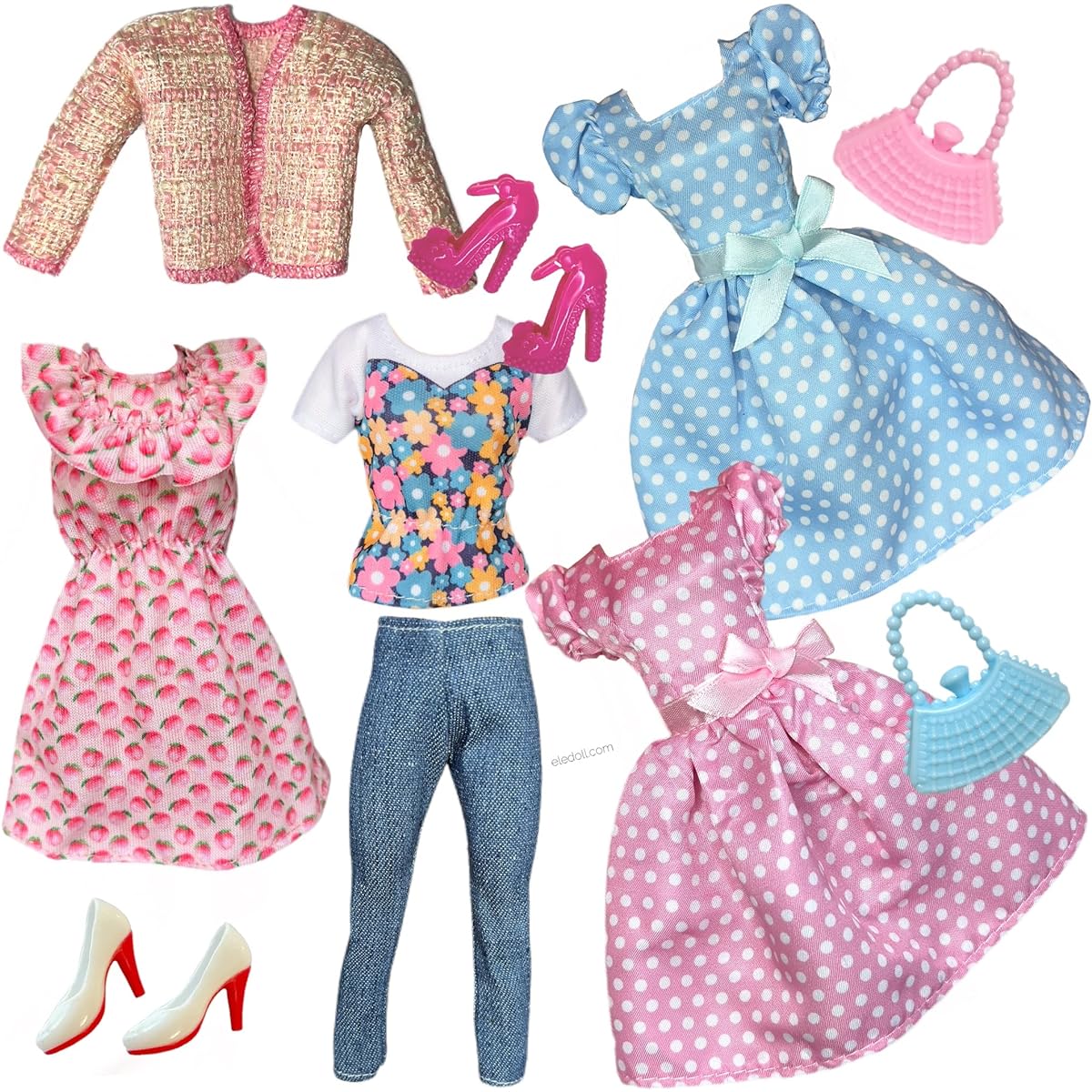Eledoll Clothes Fashion Pack 12" Fashion Doll Pretty Polka
