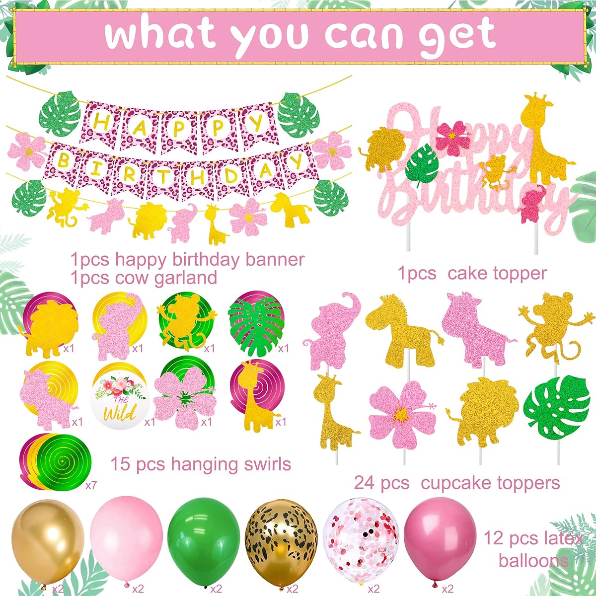 Jungle Safari Animals Party Decorations for Girls Birthday