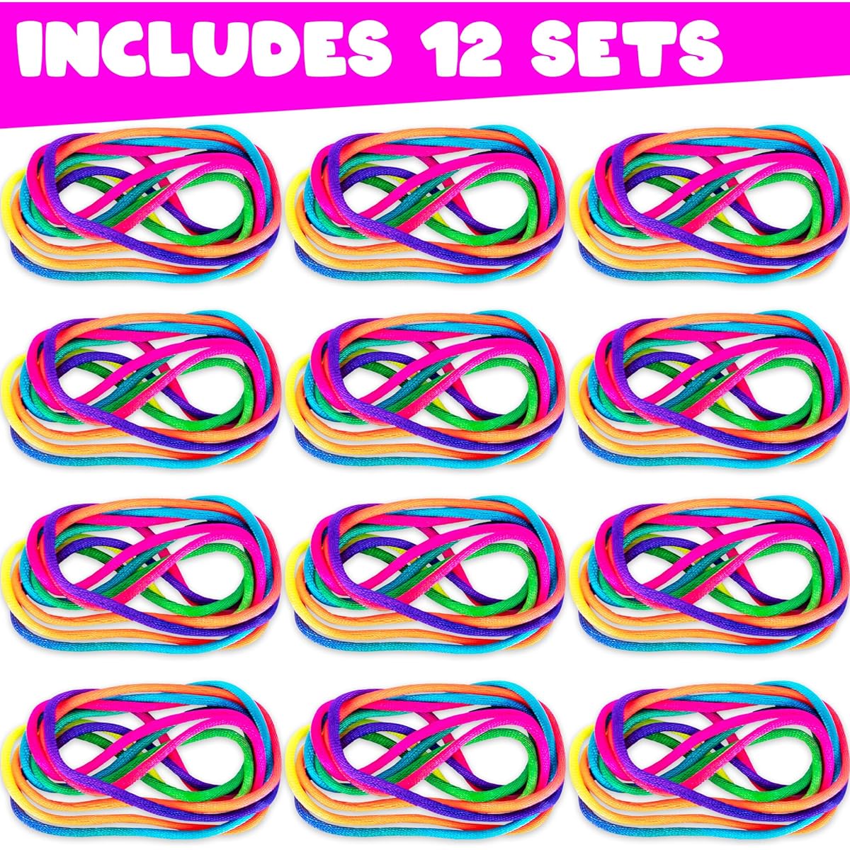 ArtCreativity Cat's Cradle String Game for Kids - Set of 12 Cat's Cradle Loops, 63" String, Cat's Cradle Game, Vintage Games, Retro Toys, 90's Vintage Games, Vintage Fidget Toys