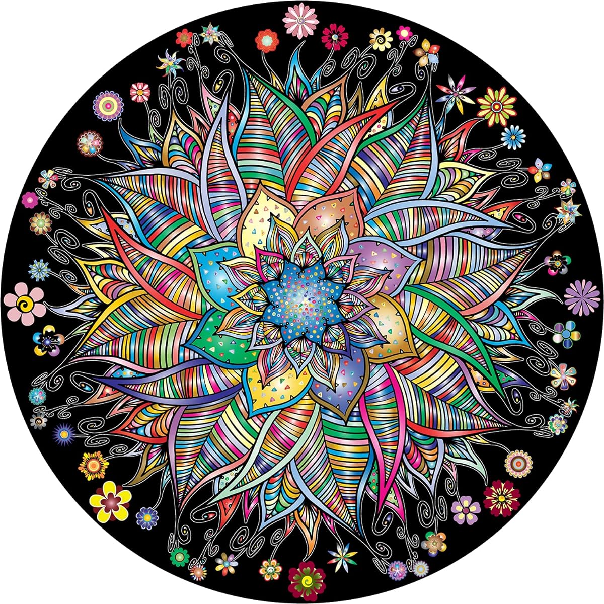 Bgraamiens Puzzle Flower Whisper - 1000 Piece Round Puzzle Color Challenge Jigsaw Puzzle for Adults and Kids