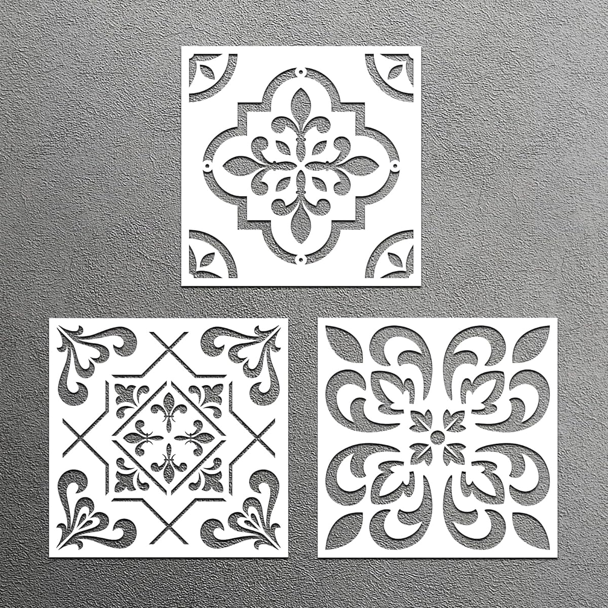 Floor Stencils Wall Stencils Mandala Tile Stencils Floor Stencils for Painting Floors 12x12 Reusable Wall Stencils for Painting Large Patterns Set of 3