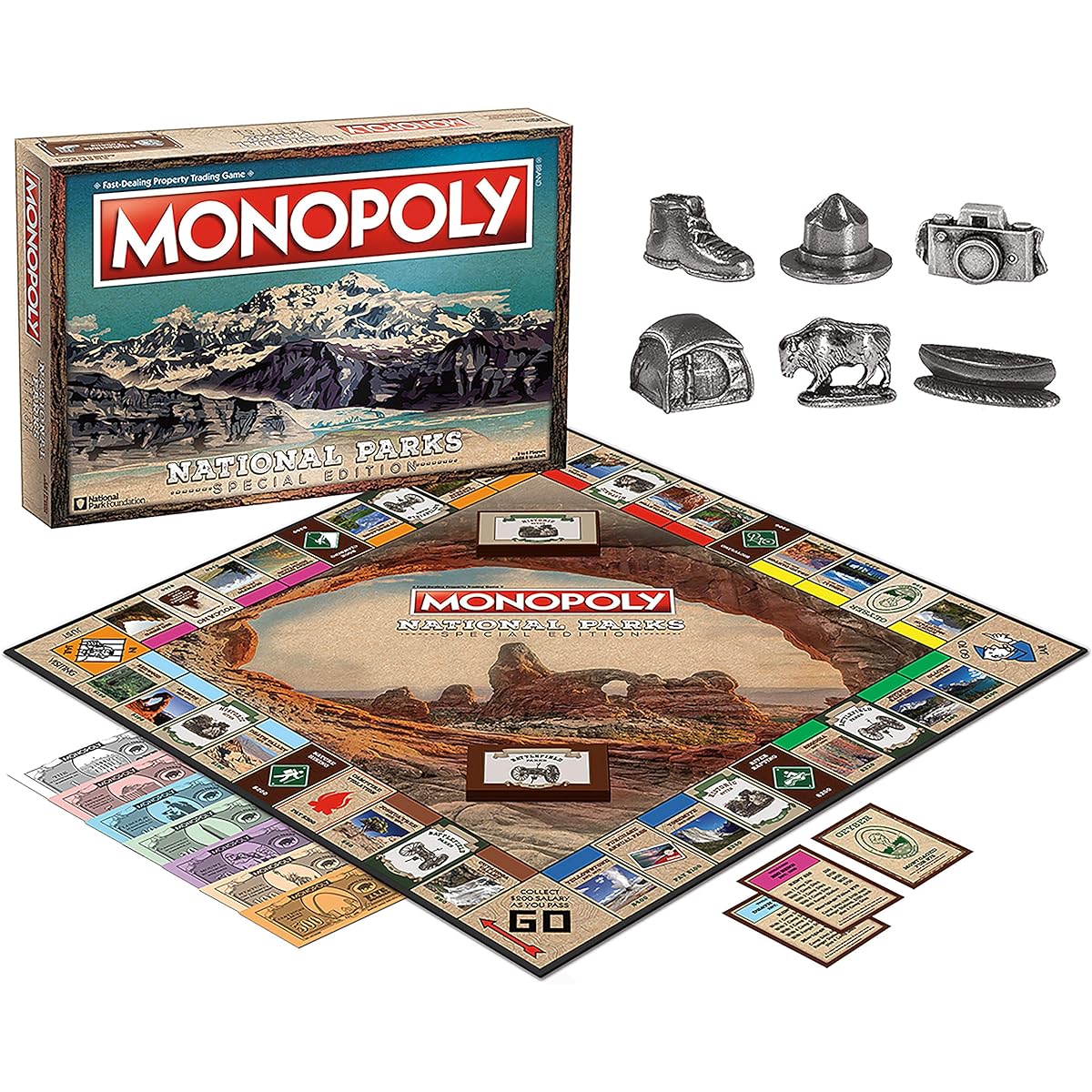 Monopoly National Parks 2020 Edition | Featuring over 60 National Parks across the USA | Iconic locations like Yellowstone, Yosemite, and the Grand Canyon | Licensed Monopoly Game