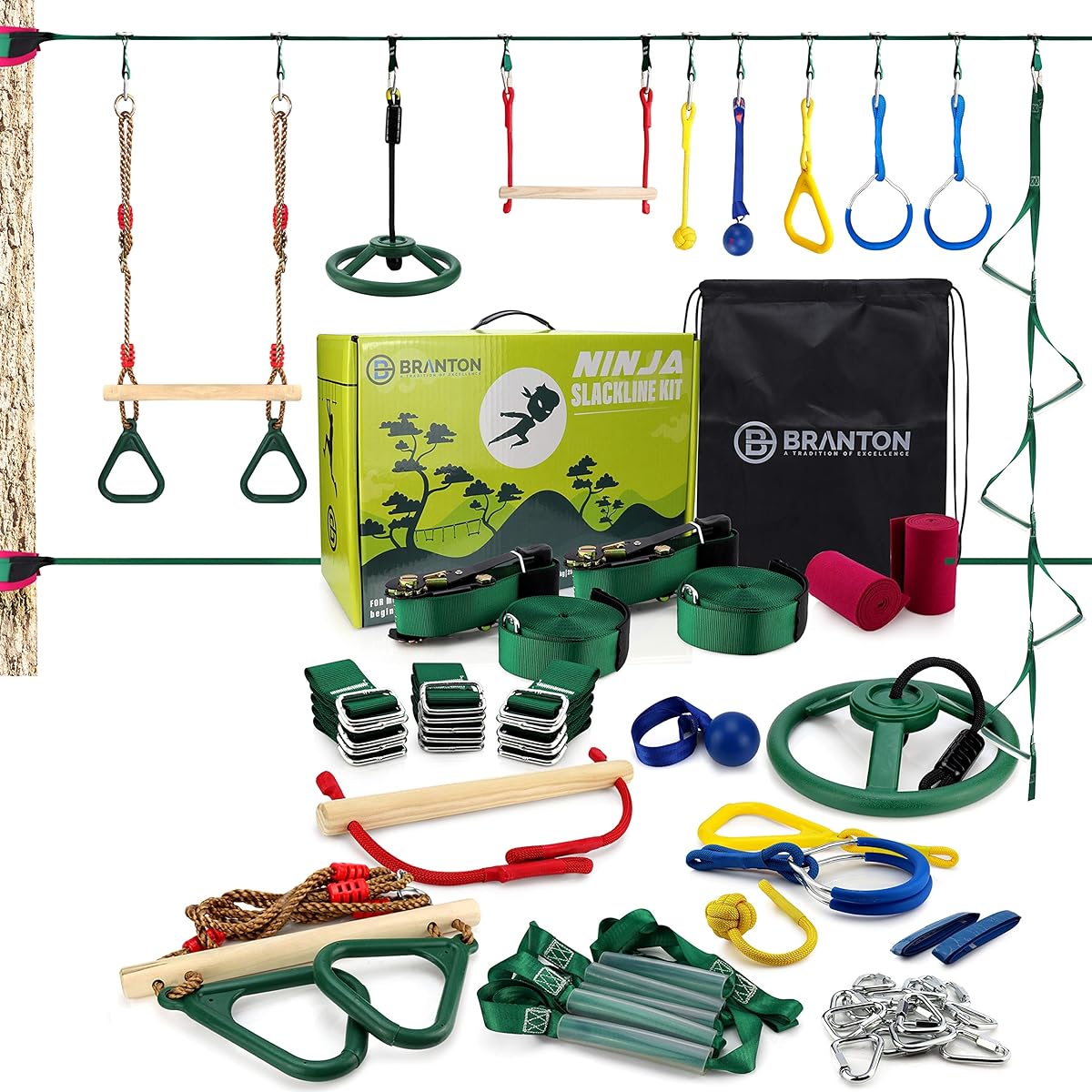 Ninja Obstacle Course for Kids - 2 X Ninja Kits with Tons of Accessories (2 X 42' Ninja Kits)