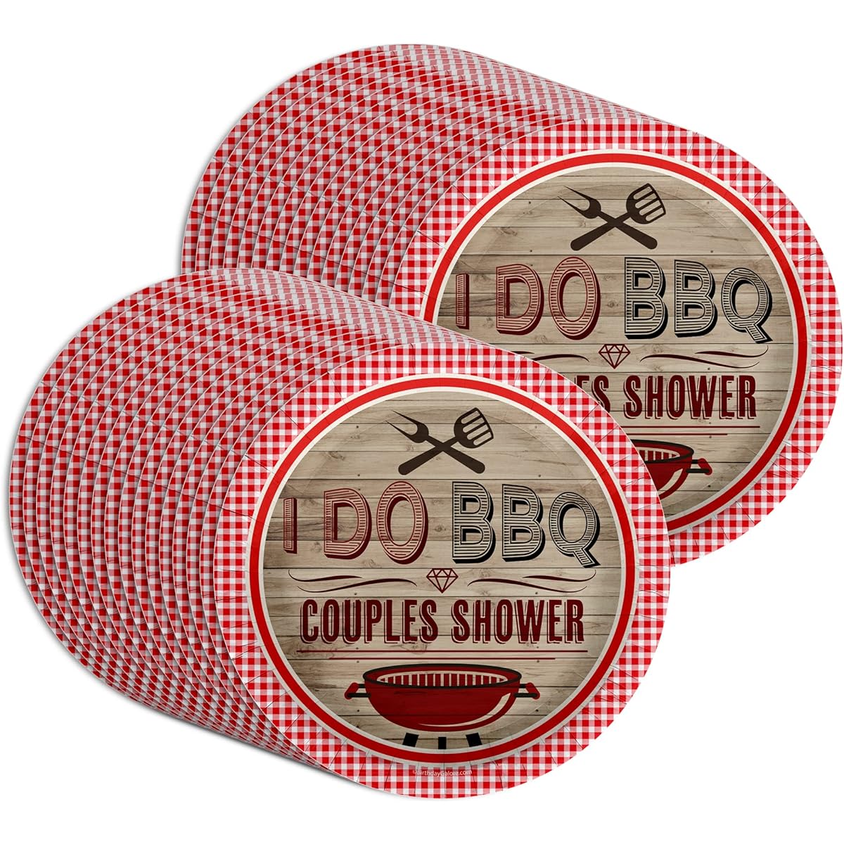 Birthday Galore Red Gingham Party Supplies - Couple Shower BBQ Large Plates - Bachelorette Bachelor Party Plates (I Do BBQ, 32 Pieces)