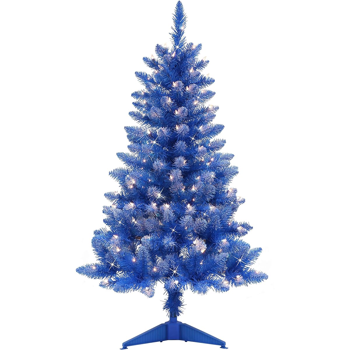Puleo International Pre-Lighted Fashion Blue Artificial Christmas Tree Green