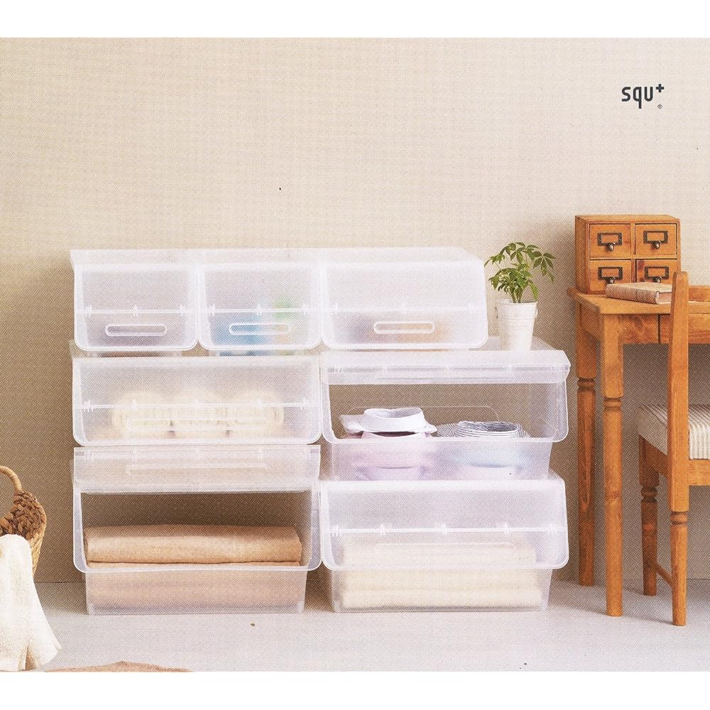 [Stacking storage box bulk purchase set] Flock Wide 30 Yellow/White Set of 6