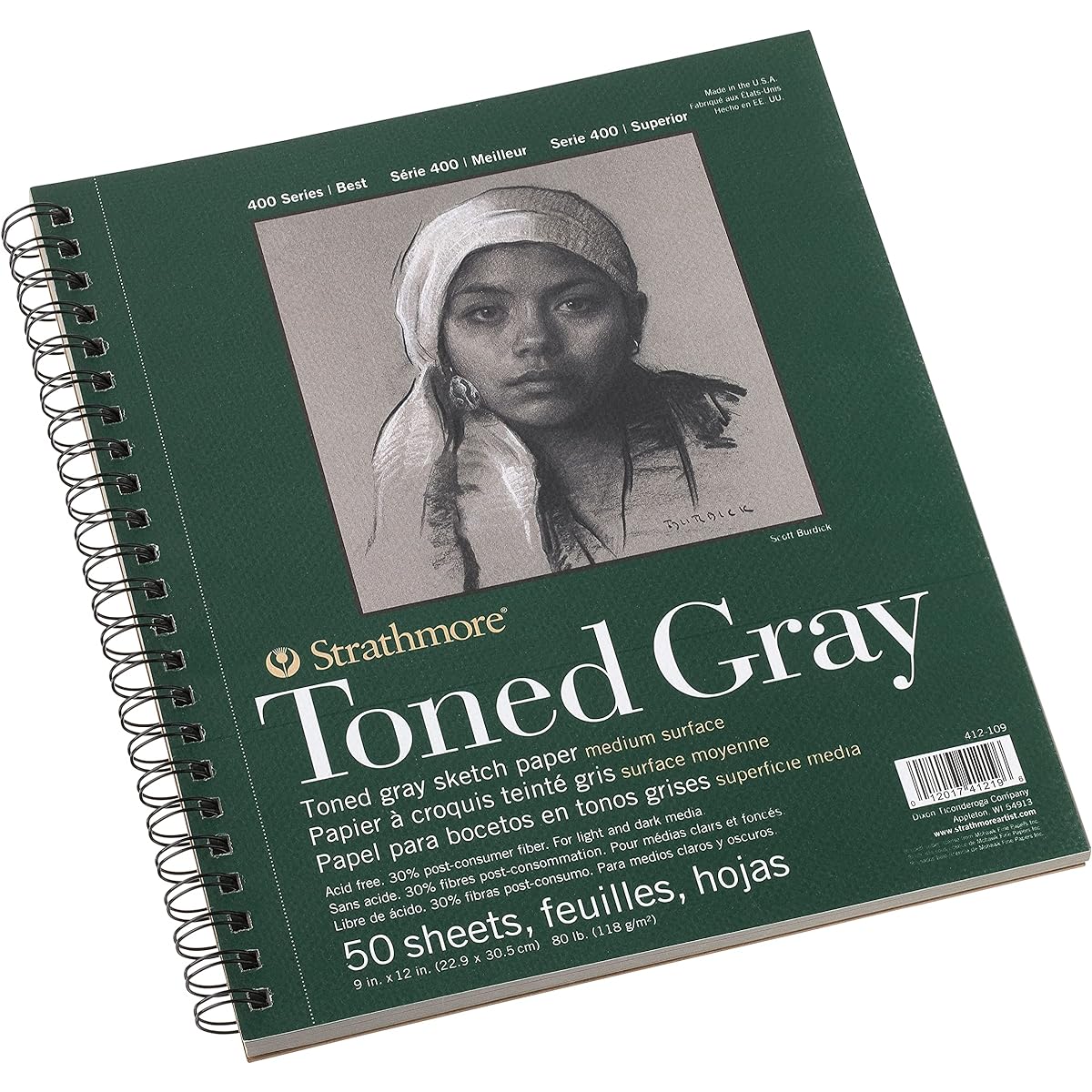 Strathmore® 400 Series Spiral Tone Grey Sketch Pads, 9" x 12", Pack of 12