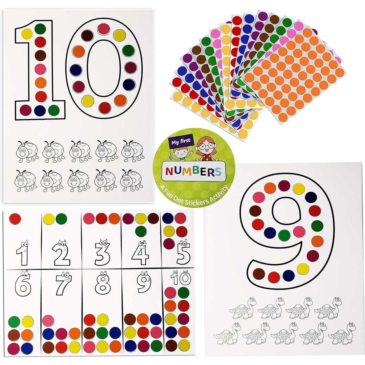 Royal Green Fun Dot Stickers Activity Sheets for Kids First Numbers (1-10) Creative Learning Ages 3-5