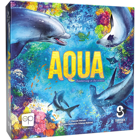 Aqua Board Game | Art by Vincent Dutright | Fun Strategy Game for Adults and Families | Themed Ocean Tile Placement Game | Ages 8+ | 1-4 Players | 30-45+ Minimum Playtime | Made by Sidekick Games